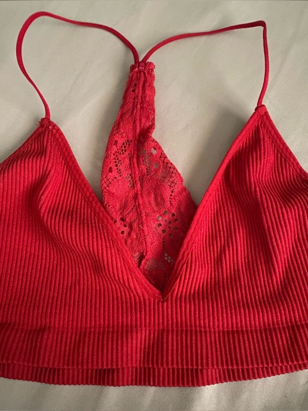 NWOT FREE w/ purchase Lace Bralette ribbed red bra